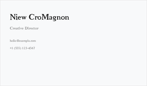 Niew CroMagnon Business Card