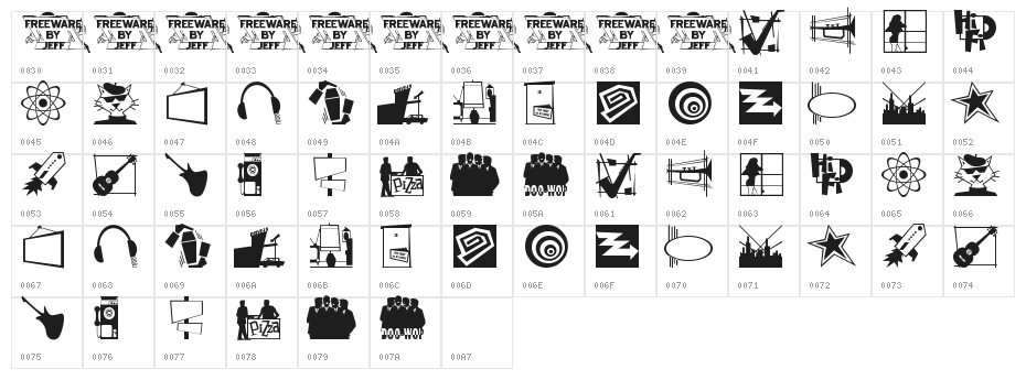 Nifty 50's Icons 1 JL Character Map