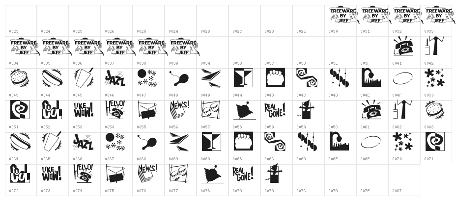 Nifty 50's Icons 2 JL Character Map