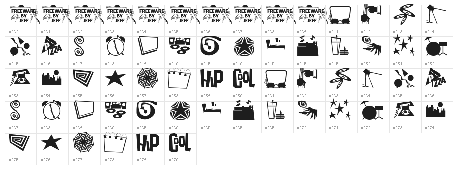 Nifty 50's Icons 3 JL Character Map