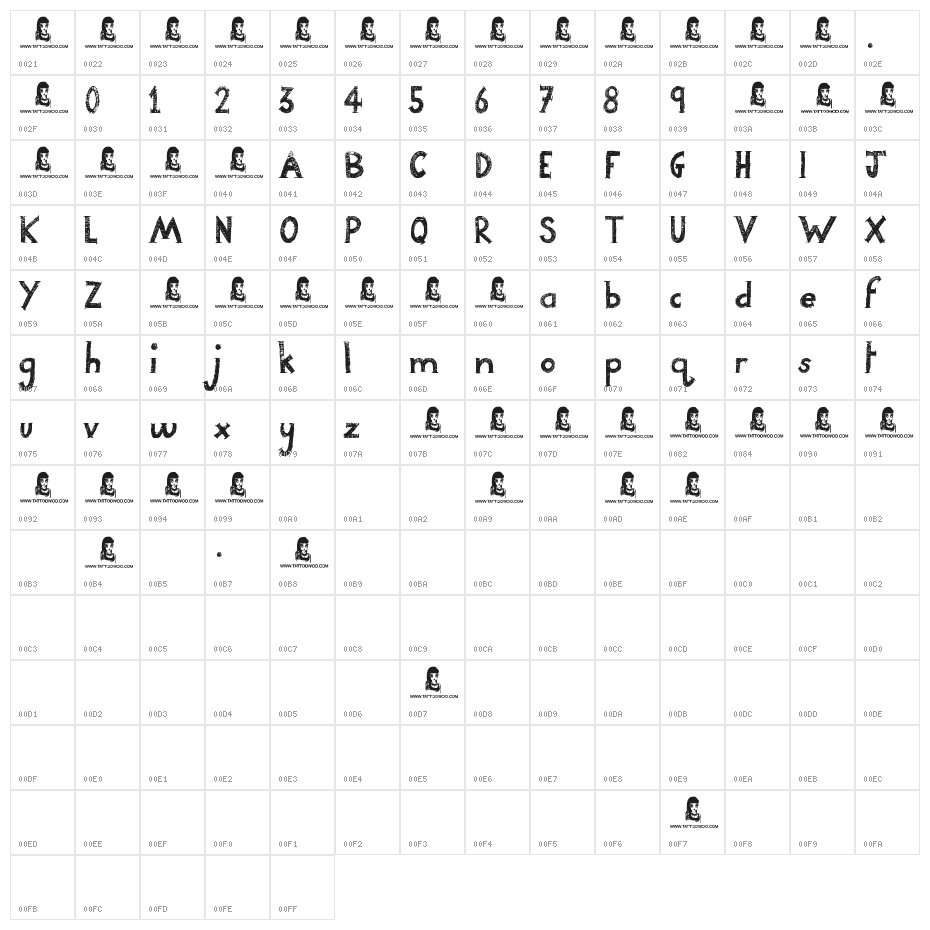Night Adder Character Map