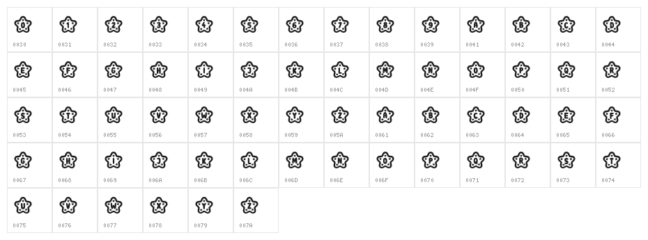 Night Dreams Light Regular Character Map