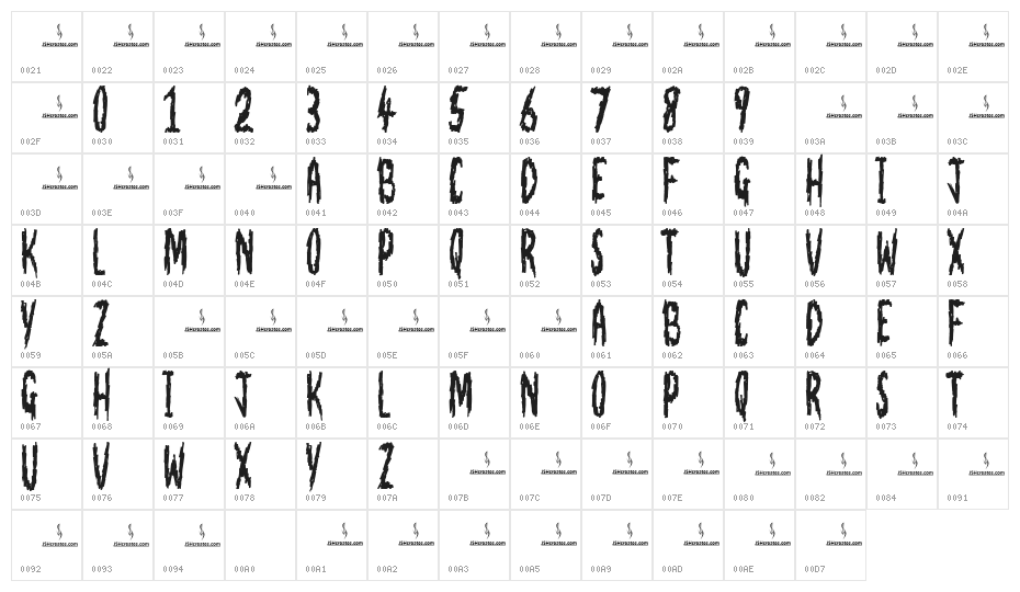 Night Harm Personal Use Character Map
