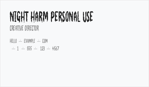 Night Harm Personal Use Business Card