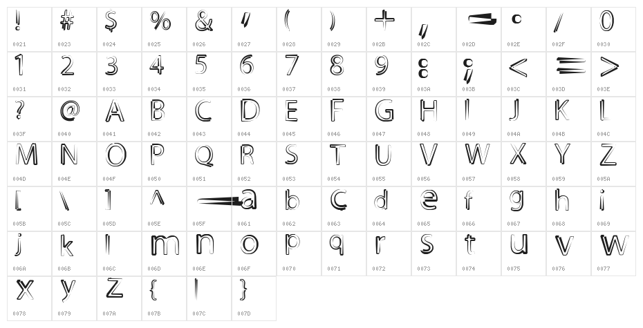 Night Out Regular Character Map