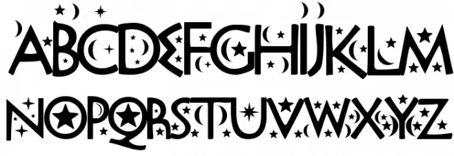 Night Sky Schriftart Kleinbuchstaben