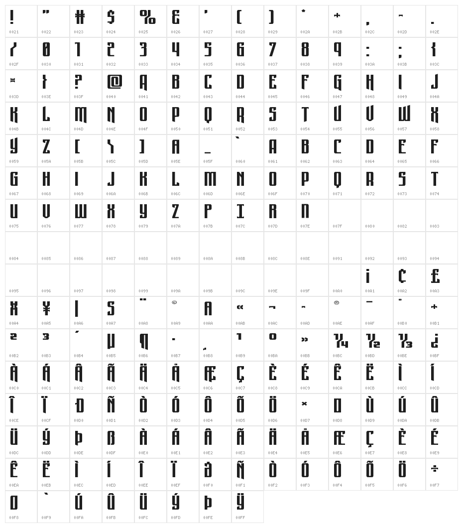Night Traveler Extra-Expand Character Map