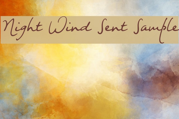 Night Wind Sent Sample Font examples