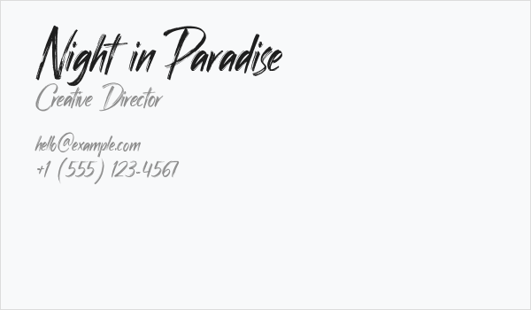 Night in Paradise Business Card