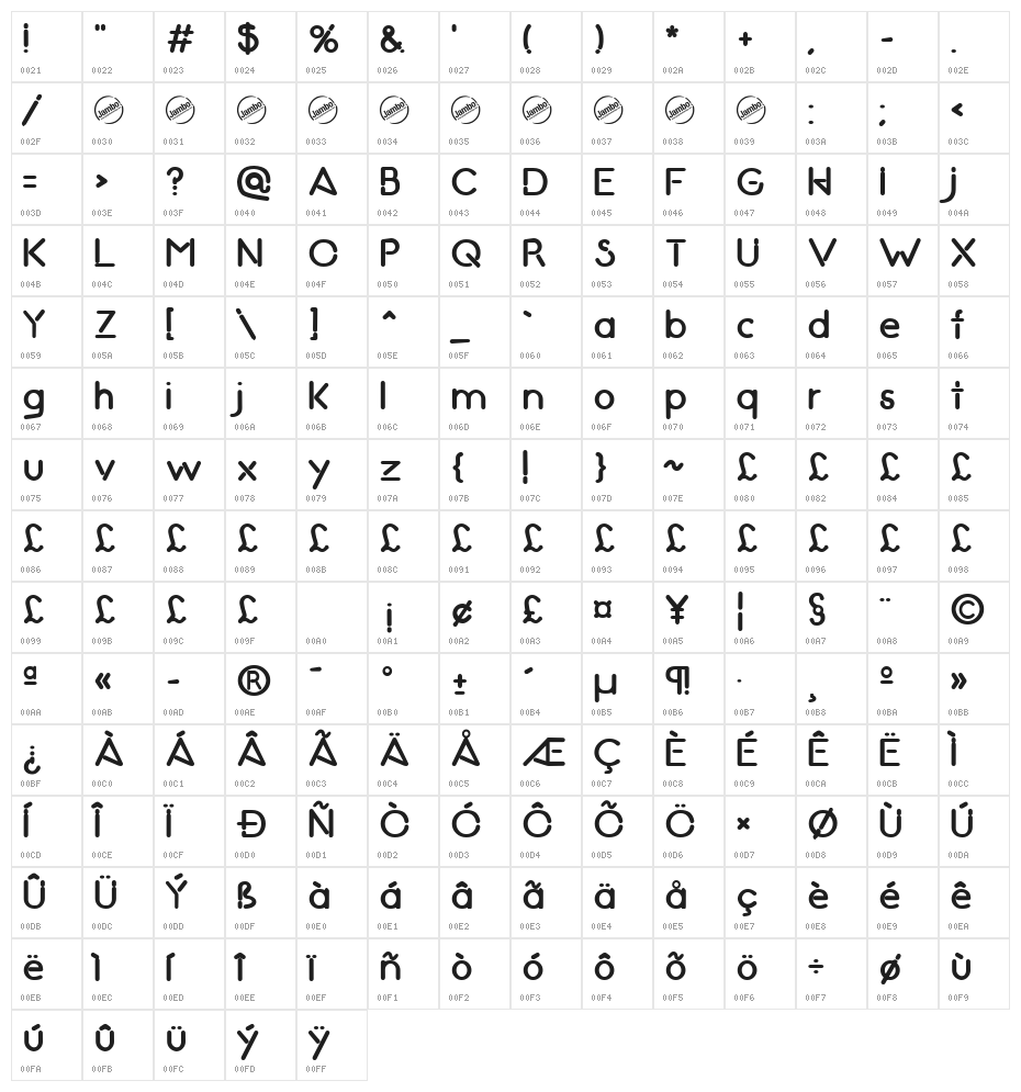 NightClubs-Bold Character Map