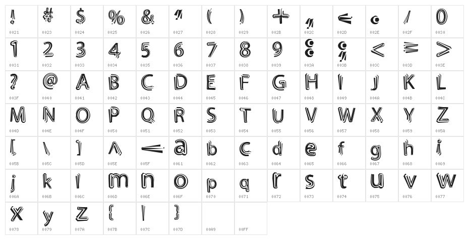NightOut Bold Character Map