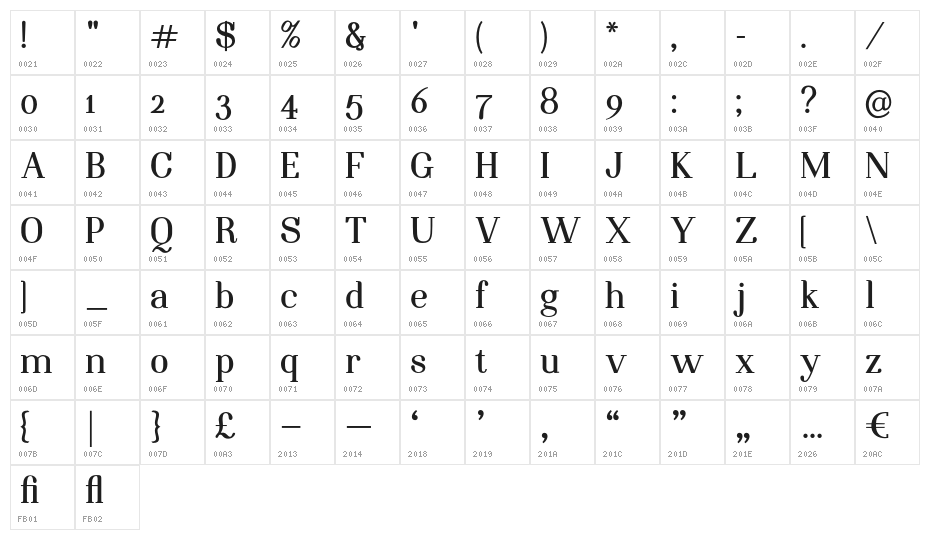 NightStillComes-Bold Character Map