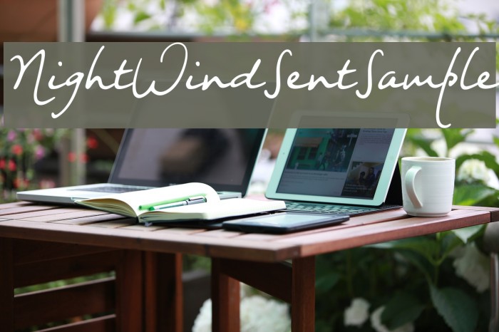 NightWindSentSample Font examples