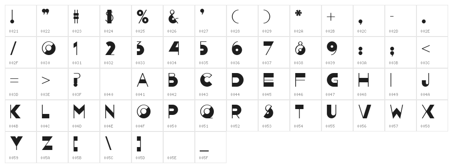 Nightcap NF Character Map