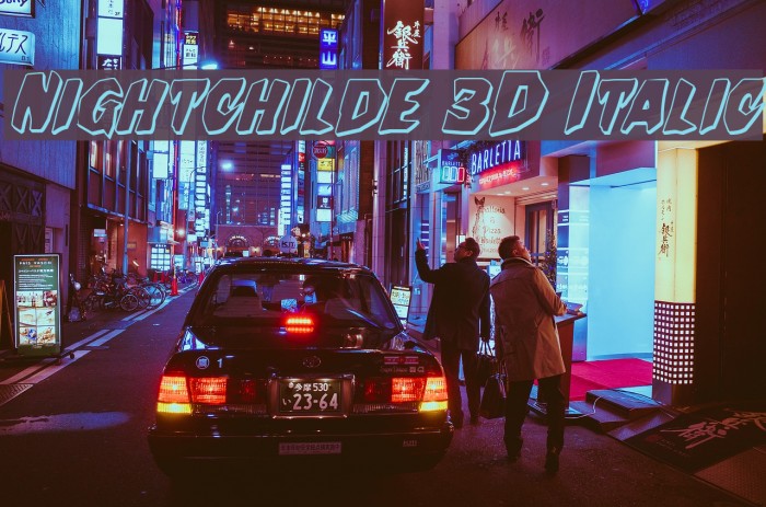 Nightchilde 3D Italic Font examples
