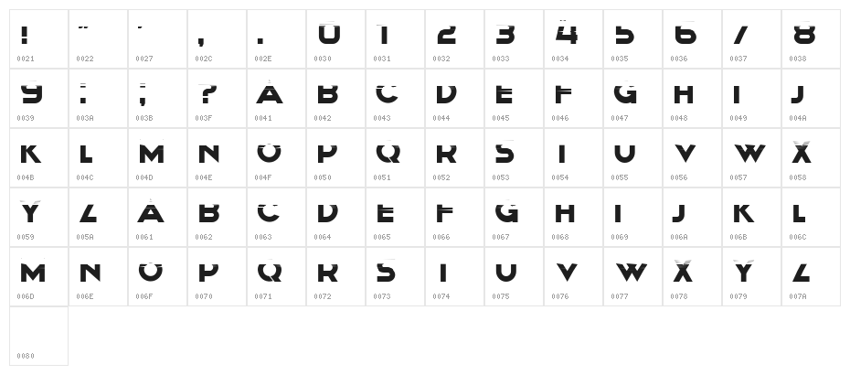 Nightfall Regular Character Map