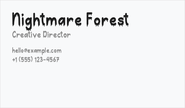 Nightmare Forest Business Card