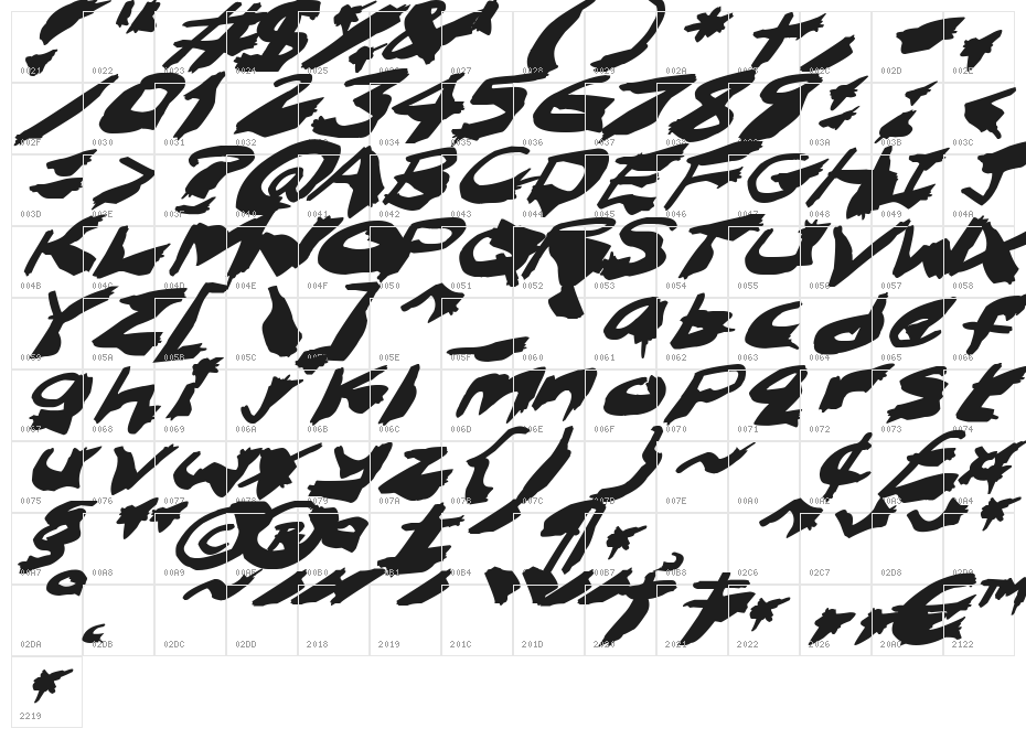 Nightmare Ink Italic Character Map