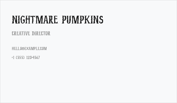 Nightmare Pumpkins Business Card