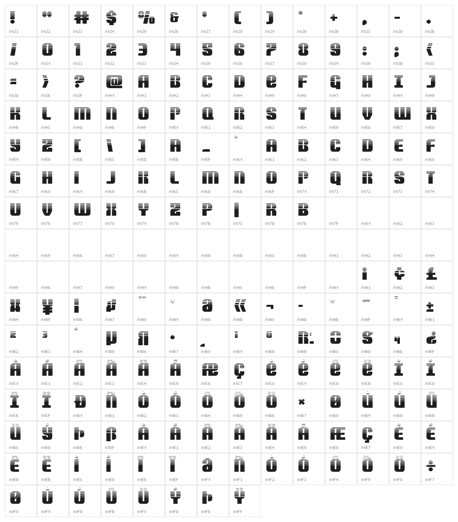 Nightwraith Halftone Character Map