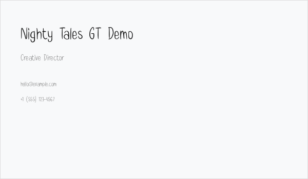 Nighty Tales GT Demo Business Card