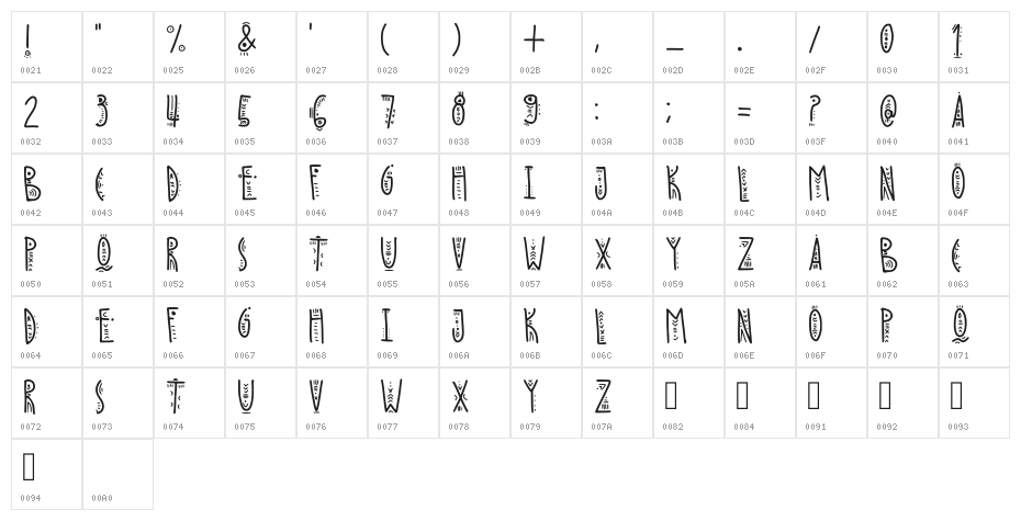 Nihalloo Folk Font Regular Character Map