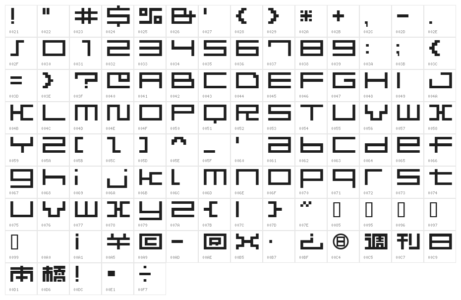 NihonbashiAL Character Map