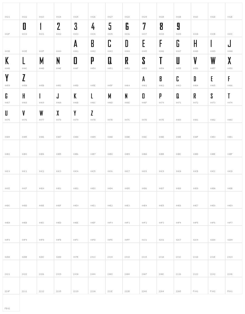 Nike Bureau Character Map