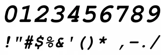 NimbusMono-BoldOblique Font OTHER CHARS