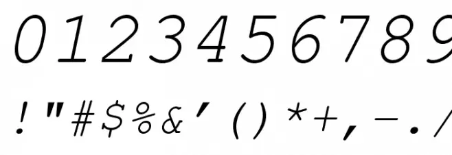 NimbusMono-Oblique Font OTHER CHARS