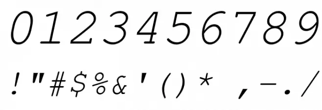 NimbusMono-Oblique Font OTHER CHARS