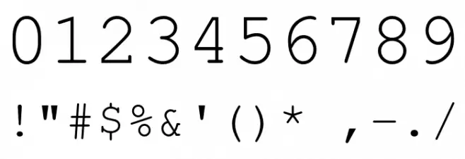 NimbusMono-Regular Font OTHER CHARS