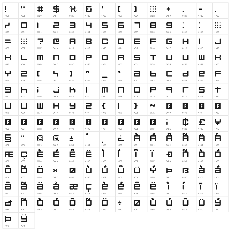 Nine Network logo font Regular Character Map