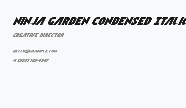 Ninja Garden Condensed Italic Business Card