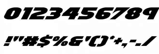 Ninja Garden Expanded Italic Font OTHER CHARS