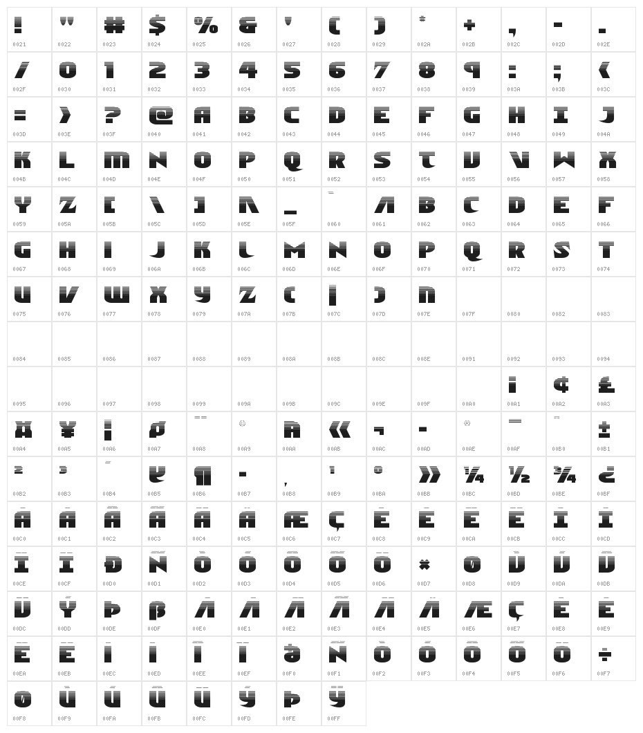 Ninja Garden Halftone Character Map