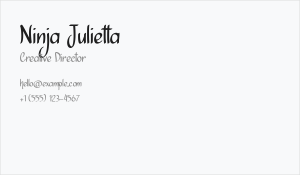 Ninja Julietta Business Card