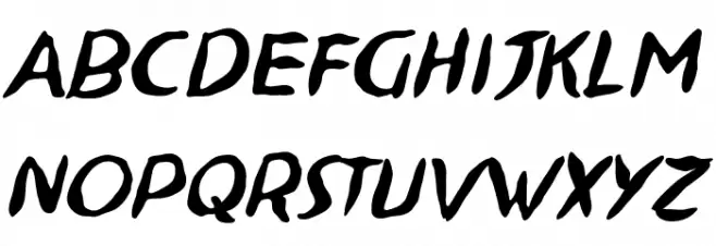 Ninjutsu BB Italic फ़ॉन्ट लोअरकेस