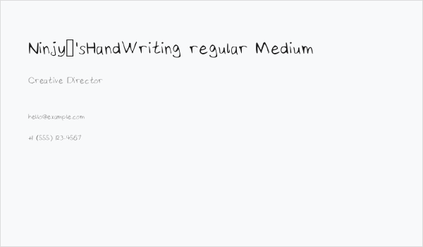 Ninjy'sHandWriting regular Medium Business Card