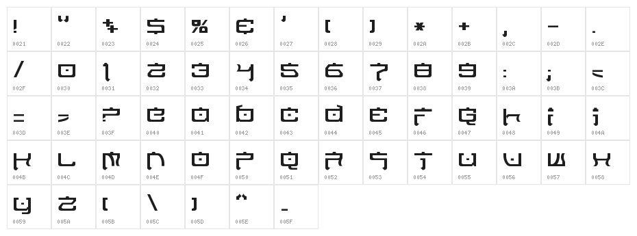 Nippon Tech Normal Character Map