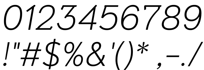Niramit ExtraLight Italic Font OTHER CHARS