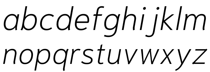 Niramit ExtraLight Italic Font LOWERCASE