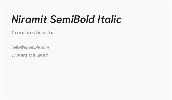 Niramit SemiBold Italic Business Card