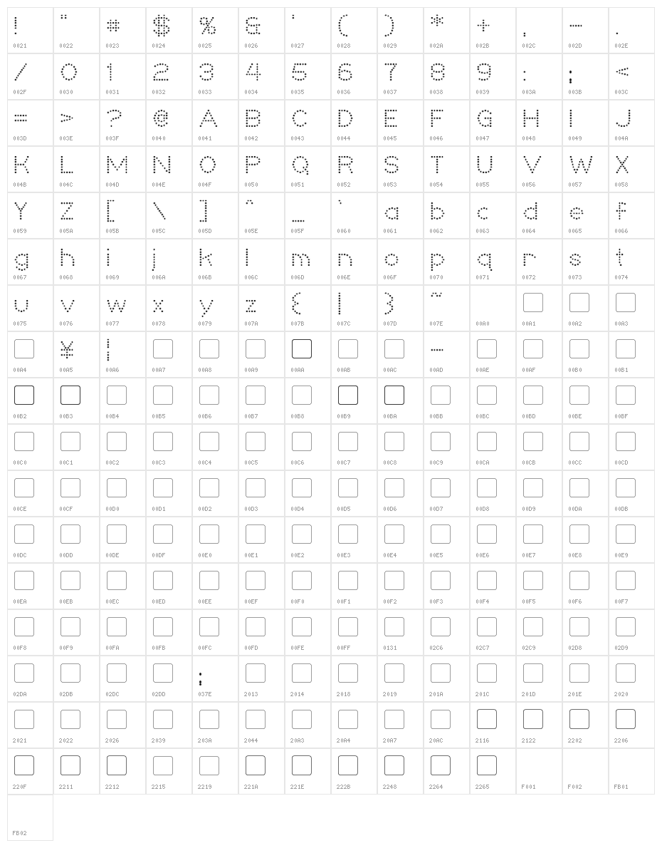 Niteclub Character Map