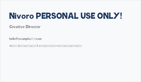 Nivoro PERSONAL USE ONLY! Business Card