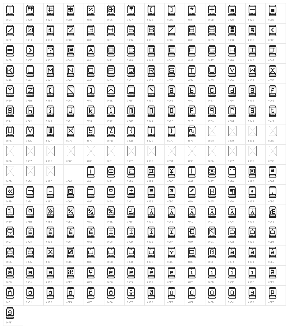 Nixies Regular Character Map