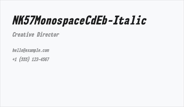 NK57MonospaceCdEb-Italic Business Card