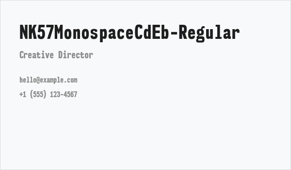 NK57MonospaceCdEb-Regular Business Card