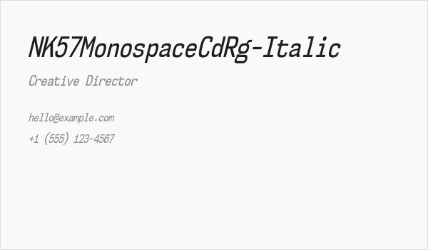 NK57MonospaceCdRg-Italic Business Card