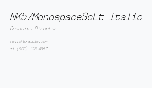 NK57MonospaceScLt-Italic Business Card